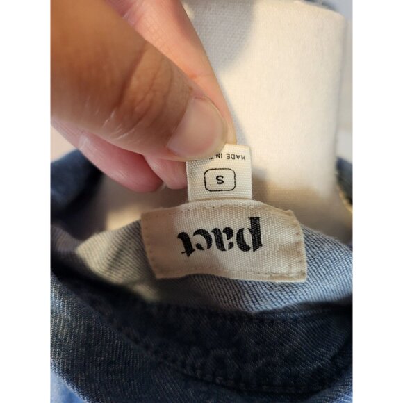 Pact Organic Cotton Babydoll Button Light Wash Denim Shirt Dress Sz S - Picture 5 of 5